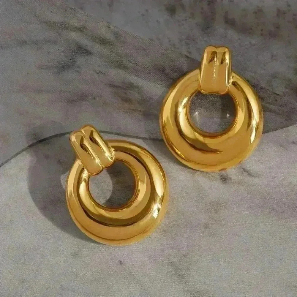 Women's Dainty 18K Gold Plated Stainless Steel Knot Statement Stud Earrings - Picture 4 of 7